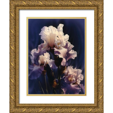 Purple Iris Gold Ornate Wood Framed Art Print with Double Matting by Bogle, Collin