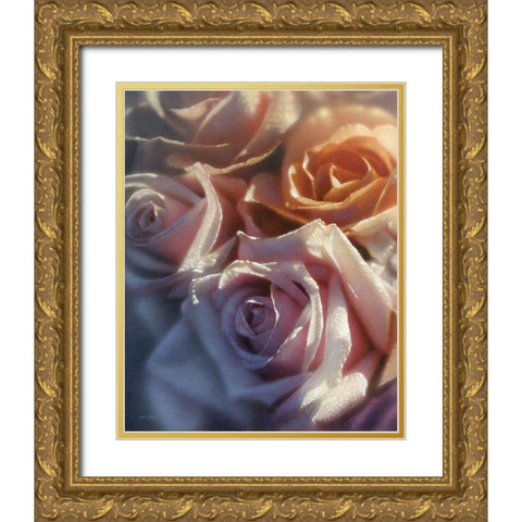 Rose Pedals Gold Ornate Wood Framed Art Print with Double Matting by Bogle, Collin