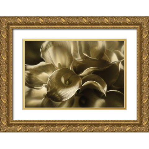 Golden Lilies Gold Ornate Wood Framed Art Print with Double Matting by Bogle, Collin