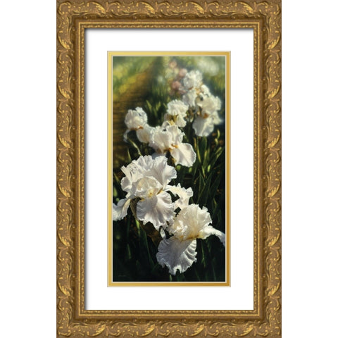 Iris Garden Gold Ornate Wood Framed Art Print with Double Matting by Bogle, Collin