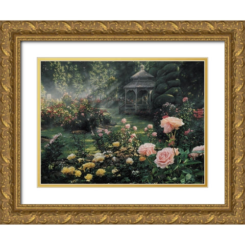 Rose Garden - Paradise Found Gold Ornate Wood Framed Art Print with Double Matting by Bogle, Collin