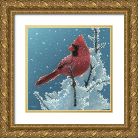 Cardinal - Cherry on Top Gold Ornate Wood Framed Art Print with Double Matting by Bogle, Collin