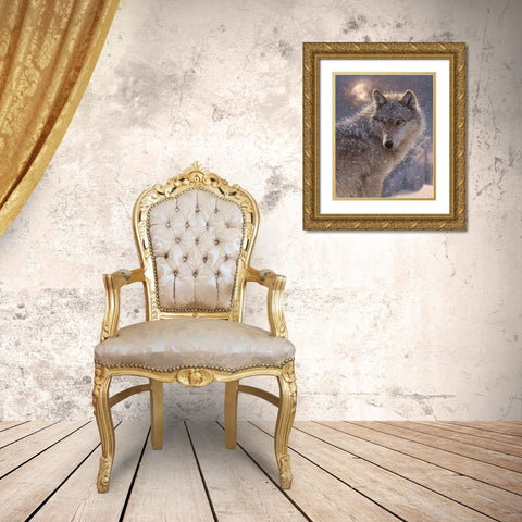 Lone Wolf Gold Ornate Wood Framed Art Print with Double Matting by Bogle, Collin