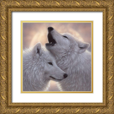Wolves - Love Song Gold Ornate Wood Framed Art Print with Double Matting by Bogle, Collin