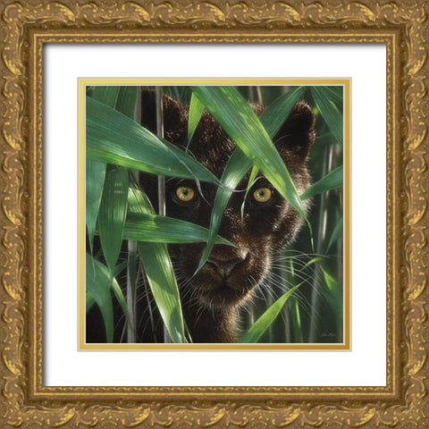 Black Panther - Wild Eyes Gold Ornate Wood Framed Art Print with Double Matting by Bogle, Collin