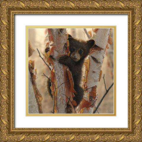 Curious Cub II Gold Ornate Wood Framed Art Print with Double Matting by Bogle, Collin