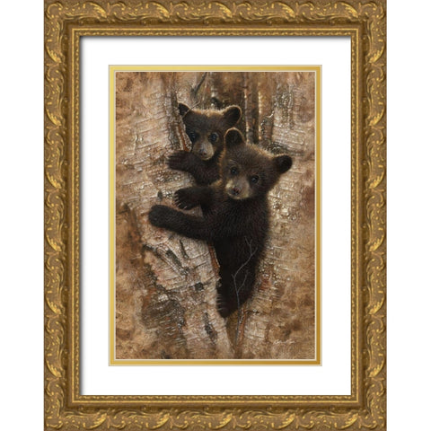 Curious Cubs Gold Ornate Wood Framed Art Print with Double Matting by Bogle, Collin