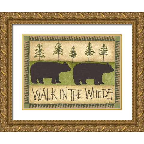 Walk in the Woods Gold Ornate Wood Framed Art Print with Double Matting by Shamp, Cindy