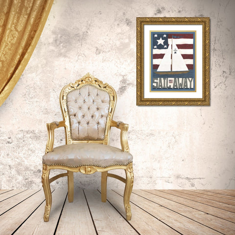 Sail Away Gold Ornate Wood Framed Art Print with Double Matting by Shamp, Cindy