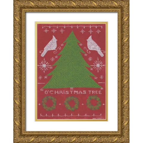 O Christmas Tree Gold Ornate Wood Framed Art Print with Double Matting by Shamp, Cindy