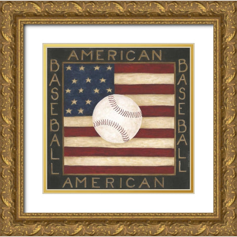American Baseball Gold Ornate Wood Framed Art Print with Double Matting by Shamp, Cindy