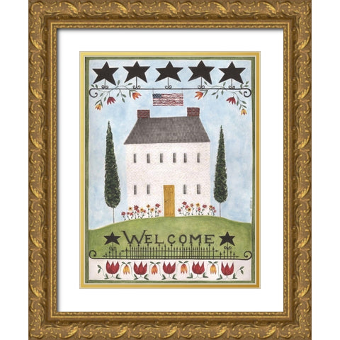 Welcome Gate Gold Ornate Wood Framed Art Print with Double Matting by Shamp, Cindy