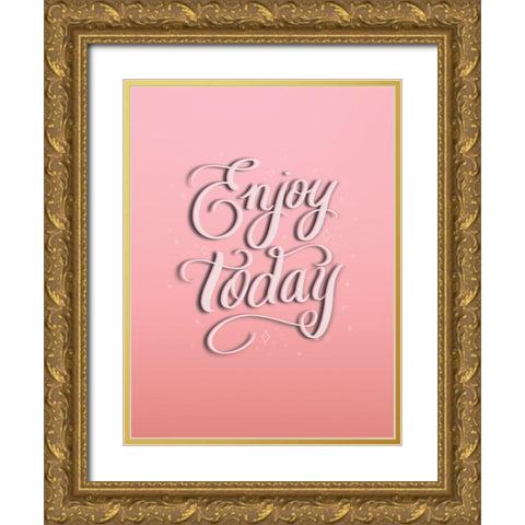 Enjoy Gold Ornate Wood Framed Art Print with Double Matting by Batista, Dee
