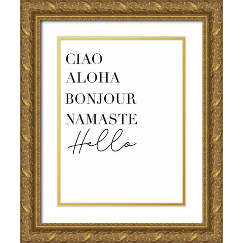 Hello Languages Gold Ornate Wood Framed Art Print with Double Matting by Tyndall, Elizabeth