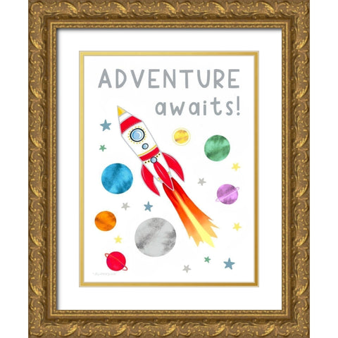 Adventure Awaits Gold Ornate Wood Framed Art Print with Double Matting by Tyndall, Elizabeth