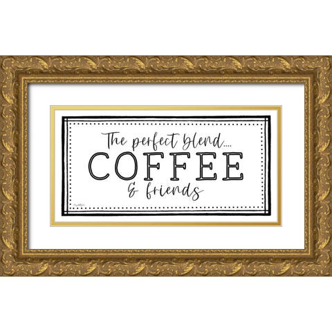 Coffee and Friends Gold Ornate Wood Framed Art Print with Double Matting by Tyndall, Elizabeth
