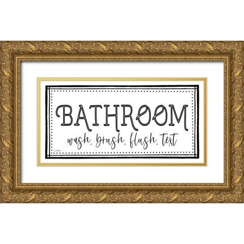 Bathroom Gold Ornate Wood Framed Art Print with Double Matting by Tyndall, Elizabeth