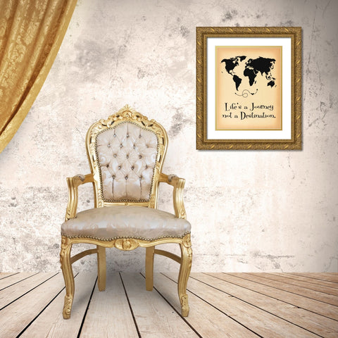 Lifes a Journey Parchment Gold Ornate Wood Framed Art Print with Double Matting by Moulton, Jo