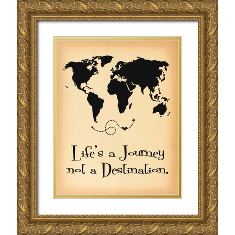 Lifes a Journey Parchment Gold Ornate Wood Framed Art Print with Double Matting by Moulton, Jo