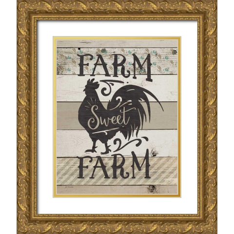 Farm Sweet Farm Gold Ornate Wood Framed Art Print with Double Matting by Moulton, Jo