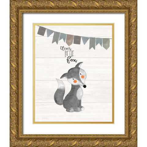Clever Little Fox Gold Ornate Wood Framed Art Print with Double Matting by Moulton, Jo