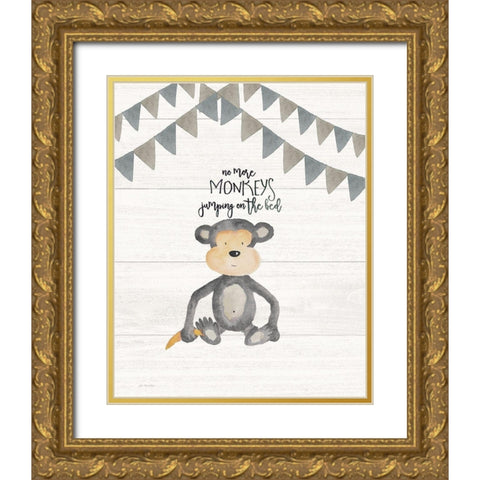 No More Monkeys Gold Ornate Wood Framed Art Print with Double Matting by Moulton, Jo