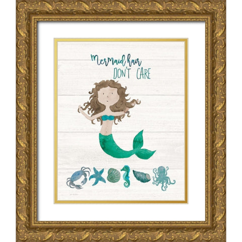 Mermaid Hair Gold Ornate Wood Framed Art Print with Double Matting by Moulton, Jo