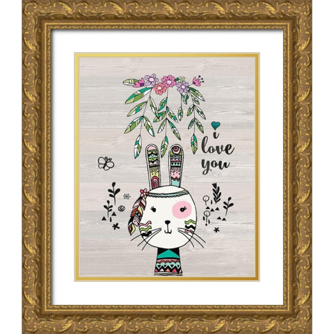 I Love You Gold Ornate Wood Framed Art Print with Double Matting by Moulton, Jo