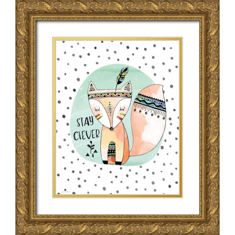 Clever Fox Gold Ornate Wood Framed Art Print with Double Matting by Moulton, Jo