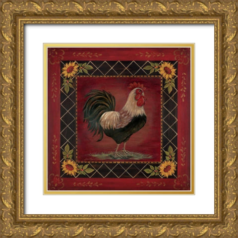 Sunflower Rooster I Gold Ornate Wood Framed Art Print with Double Matting by Moulton, Jo