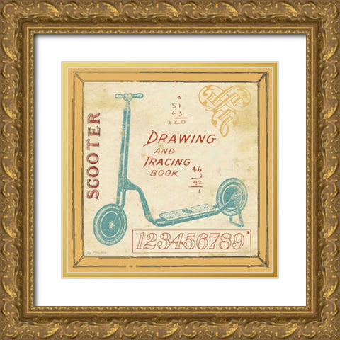 Vintage Scooter Gold Ornate Wood Framed Art Print with Double Matting by Moulton, Jo