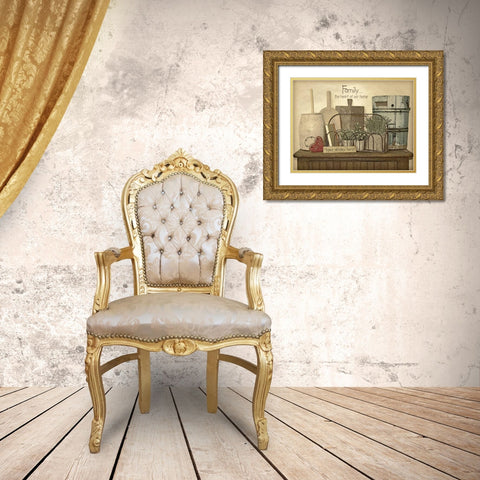 Family Heart Gold Ornate Wood Framed Art Print with Double Matting by Moulton, Jo