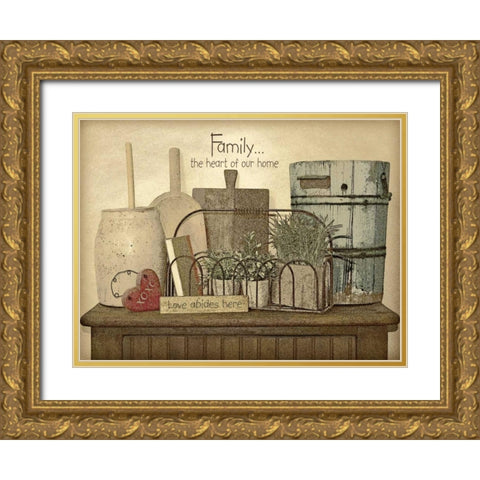 Family Heart Gold Ornate Wood Framed Art Print with Double Matting by Moulton, Jo