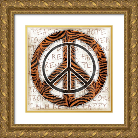 Peace Tiger Gold Ornate Wood Framed Art Print with Double Matting by Pugh, Jennifer