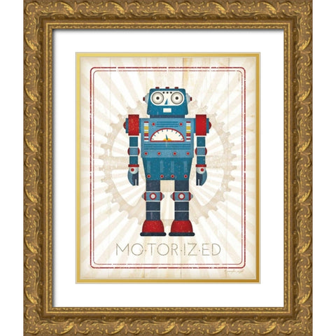 Retro Robot IV Gold Ornate Wood Framed Art Print with Double Matting by Pugh, Jennifer