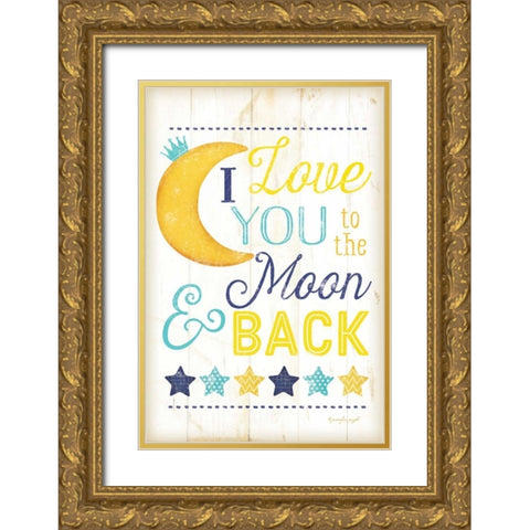 I Love You to the Moon Gold Ornate Wood Framed Art Print with Double Matting by Pugh, Jennifer