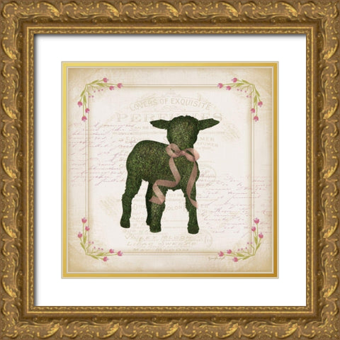 Lamb Gold Ornate Wood Framed Art Print with Double Matting by Pugh, Jennifer
