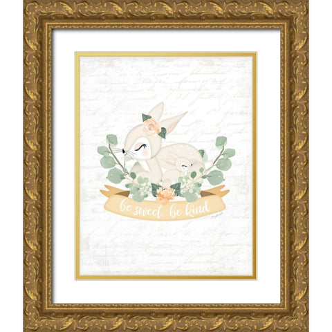 Sweet Little Bunny Gold Ornate Wood Framed Art Print with Double Matting by Pugh, Jennifer