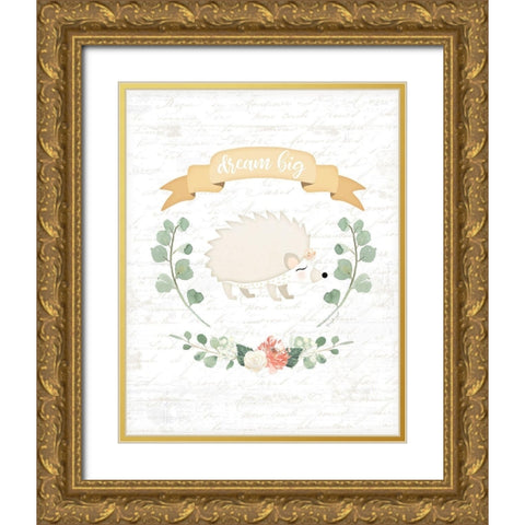 Sweet Little Hedgehog Gold Ornate Wood Framed Art Print with Double Matting by Pugh, Jennifer