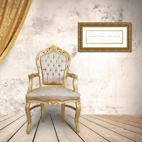 I Love You Morse Code Gold Ornate Wood Framed Art Print with Double Matting by Pugh, Jennifer