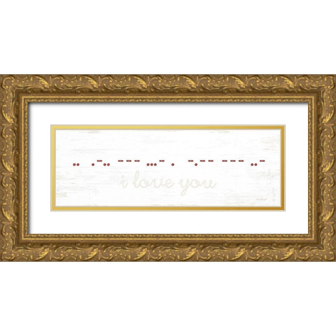 I Love You Morse Code Gold Ornate Wood Framed Art Print with Double Matting by Pugh, Jennifer