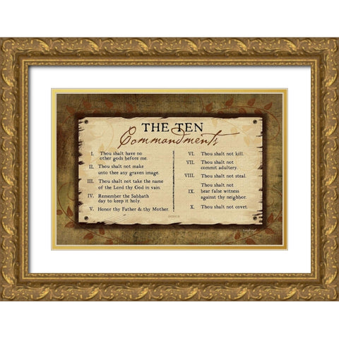 10 Commandments II Gold Ornate Wood Framed Art Print with Double Matting by Pugh, Jennifer