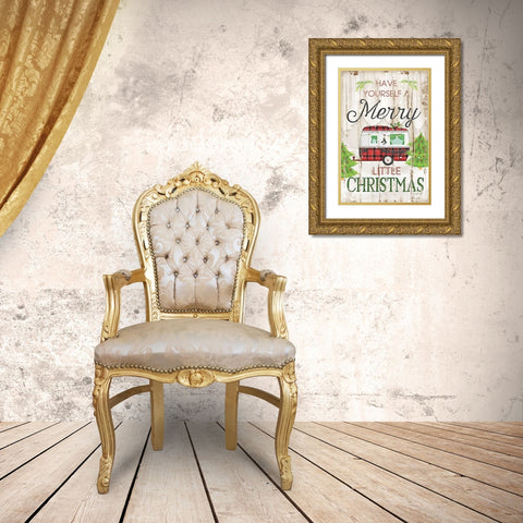 Merry Christmas Gold Ornate Wood Framed Art Print with Double Matting by Pugh, Jennifer