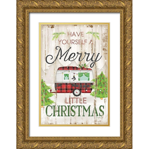 Merry Christmas Gold Ornate Wood Framed Art Print with Double Matting by Pugh, Jennifer