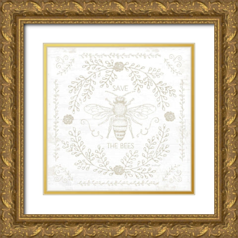 Save the Bees II Gold Ornate Wood Framed Art Print with Double Matting by Pugh, Jennifer