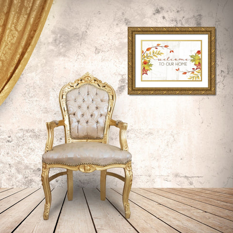 Welcome to Our Home Gold Ornate Wood Framed Art Print with Double Matting by Pugh, Jennifer