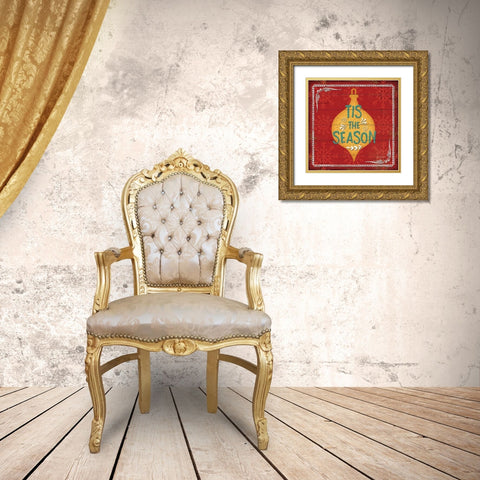 Tis the Season Gold Ornate Wood Framed Art Print with Double Matting by Pugh, Jennifer