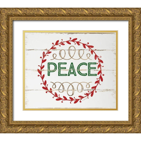 Peace Gold Ornate Wood Framed Art Print with Double Matting by Pugh, Jennifer