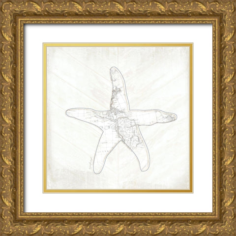 Coastal Starfish Gold Ornate Wood Framed Art Print with Double Matting by Pugh, Jennifer