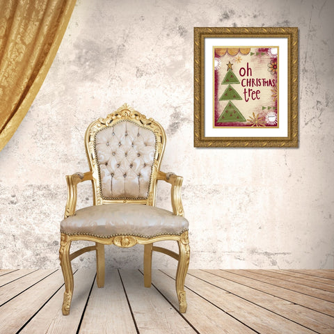 Oh Christmas Tree Gold Ornate Wood Framed Art Print with Double Matting by Doucette, Katie